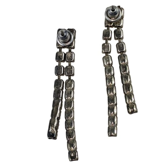 Silver Rhinestone Waterfall Stud Earrings A139 - Picture 2 of 5